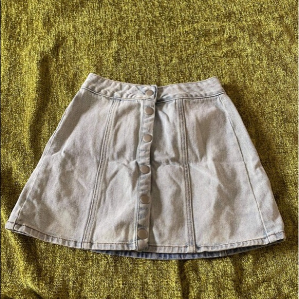 Light wash denim A-line skirt from Pacsun